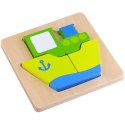 TOOKY TOY Puzzle Układanka Montessori Grube Klocki Statek 6 el.