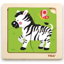 VIGA Poręczne Drewniane Puzzle Zebra