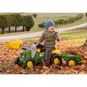 Rolly Toys RollyKid John Deere Traktor na Pedały z Łyżką i Przyczepą - Zielony